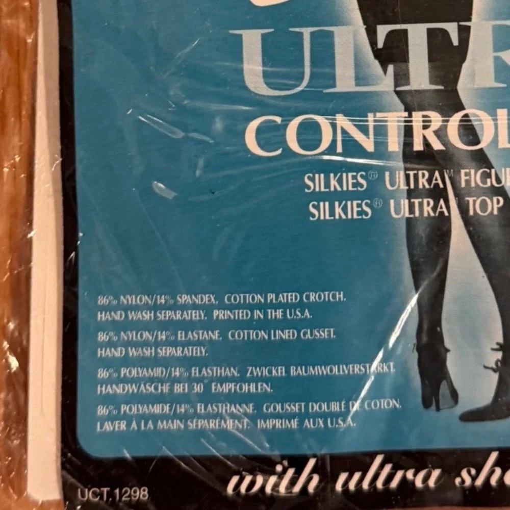 Silkies Ultra Control Top Pantyhose Ultra Sheer‎ Legs Nude Beige Vtg 2 Pairs XL